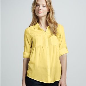 Joie Pinot Double-Pocket Yellow Blouse - Small